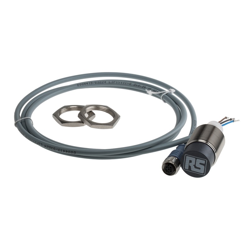 1 pcs - RS PRO Inductive Barrel-Style Proximity Sensor, M30 x 1.5, 20 mm Detection, PNP Output, 10 - 30 V dc, IP68