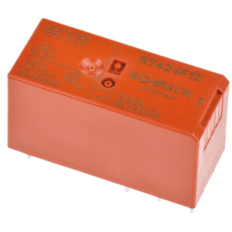 1 pcs - TE Connectivity PCB Mount Latching Power Relay, 12V dc Coil, 15A Switching Current, DPDT