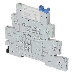 1 pcs - Hongfa Europe GMBH 5 Pin 250V ac DIN Rail Relay Socket, for use with HF41F Series Relays