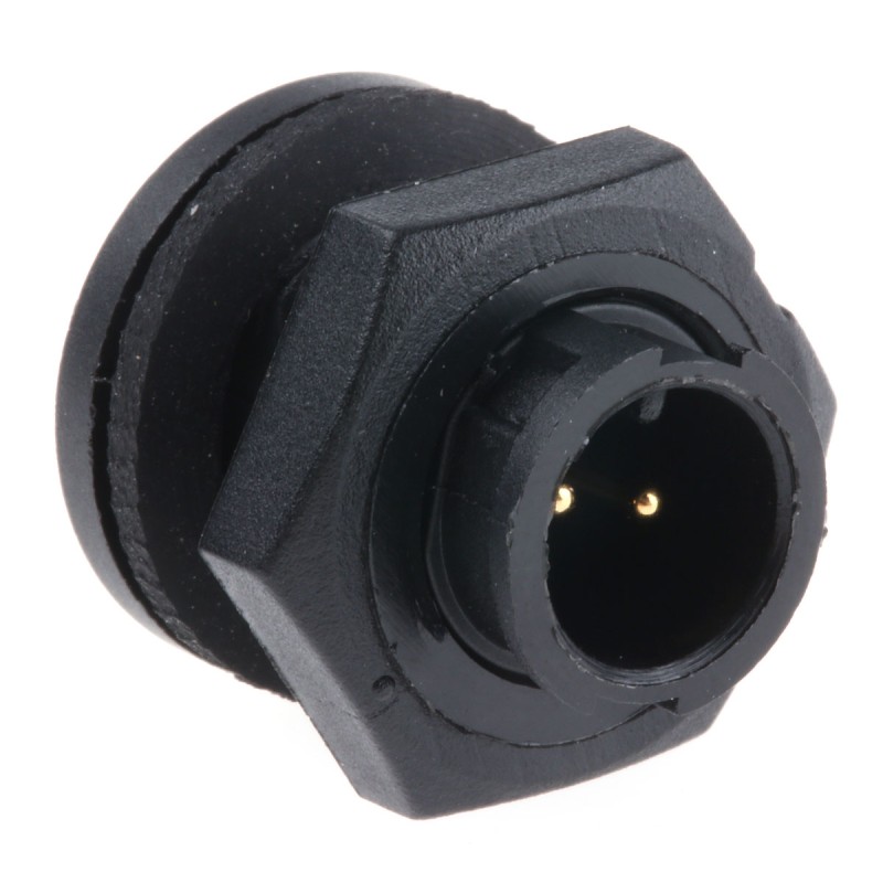 1 pcs - Switchcraft Circular Connector, 2 Contacts, Panel Mount, Subminiature Connector, Plug, Male, IP67, MICRO-CON-X Series