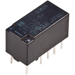 1 pcs - Panasonic PCB Mount Latching Signal Relay, 12V dc Coil, 2A Switching Current, DPDT