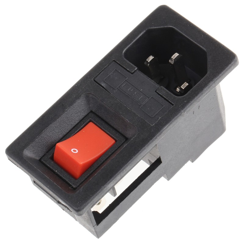 1 pcs - RS PRO C14 Snap-In IEC Connector Male, 6A, 250 V, Fuse Size 5 x 20mm