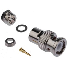 1 pcs - RS PRO, Plug Cable Mount BNC Connector, 50Ω, Clamp Termination, Straight Body