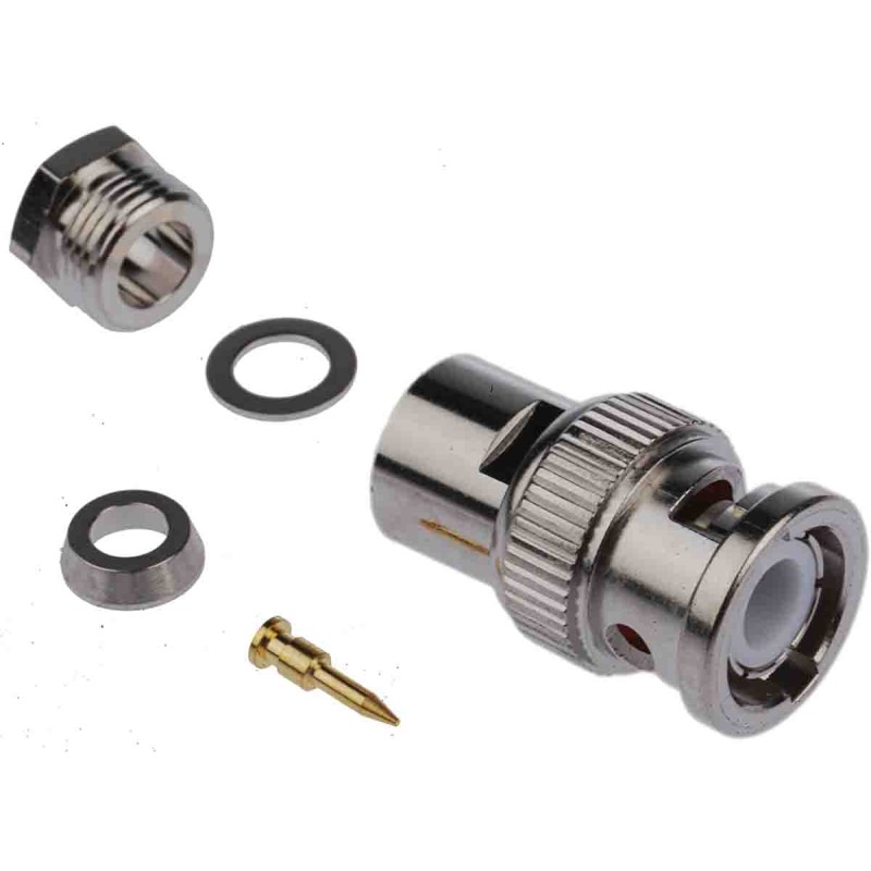 1 pcs - RS PRO, Plug Cable Mount BNC Connector, 50Ω, Clamp Termination, Straight Body
