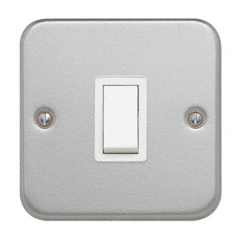 1 pcs - Contactum White Metal Clad Switch, 1 Gang, Metal Clad