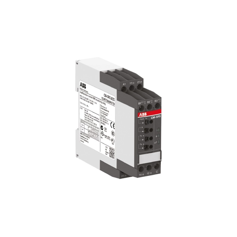 1 pcs - ABB Current Monitoring Relay, 1 Phase, DPDT, DIN Rail