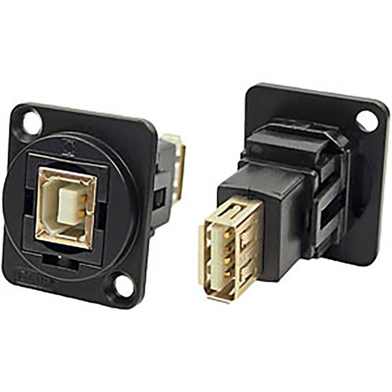 1 pcs - RS PRO Straight, Panel Mount, Socket to Socket Type B to A 2.0 Feedthrough USB Connector