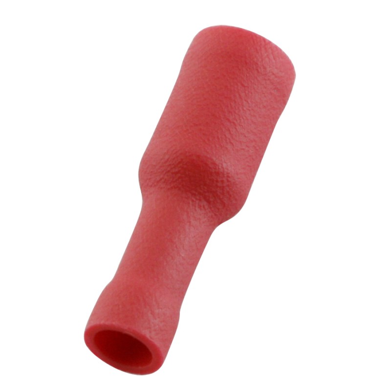 100 pcs - RS PRO Red Insulated Female Bullet Connector, Receptacle, 0.4 x 3.9mm Tab Size, 0.5mm² to 1.5mm²