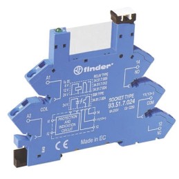 1 pcs - Finder 93 5 Pin 250V ac DIN Rail Relay Socket, for use with 34.51, 34.81