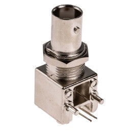 1 pcs - RS PRO, jack PCB Mount BNC Connector, 50Ω, Through Hole Termination, Right Angle Body