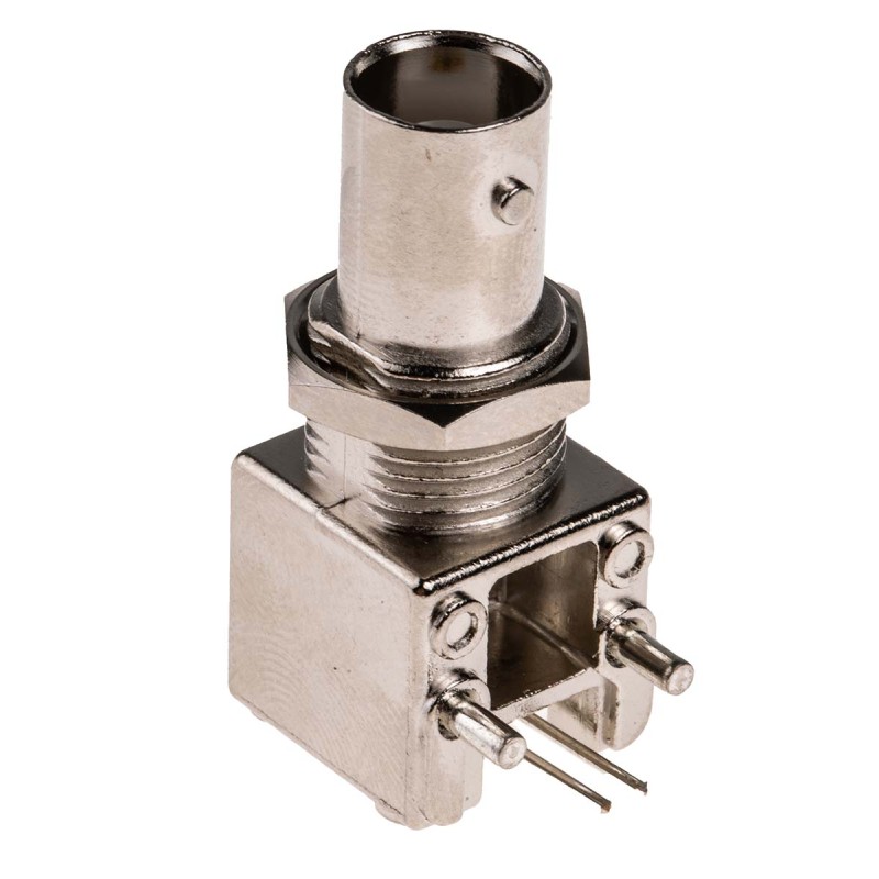 1 pcs - RS PRO, jack PCB Mount BNC Connector, 50Ω, Through Hole Termination, Right Angle Body