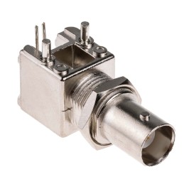 1 pcs - RS PRO, jack PCB Mount BNC Connector, 50Ω, Through Hole Termination, Right Angle Body