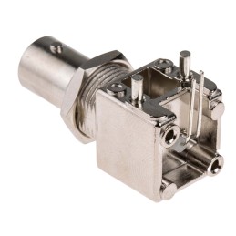 1 pcs - RS PRO, jack PCB Mount BNC Connector, 50Ω, Through Hole Termination, Right Angle Body