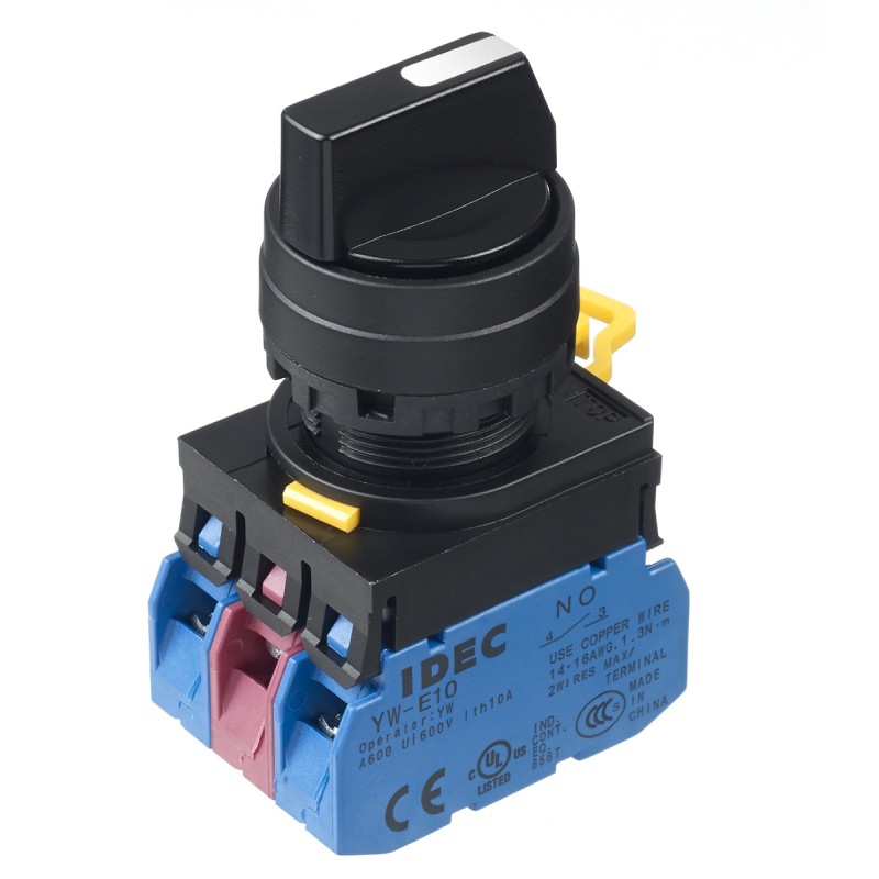 1 pcs - Idec Spring Return Selector Switch - (DPDT) 22mm Cutout Diameter, Illuminated 3 Positions