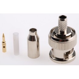 1 pcs - RS PRO, Plug Cable Mount BNC Connector, 50Ω, Crimp Termination, Straight Body