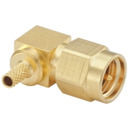 1 pcs - Rosenberger SMA Series, Plug Cable Mount SMA Connector, 50Ω, Crimp Termination, Right Angle Body