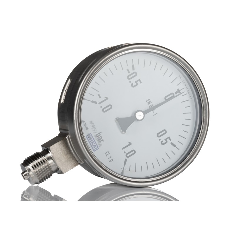 1 pcs - RS PRO G 1/2 Analogue Pressure Gauge 1bar Bottom Entry, RS Calibration, -1bar min.