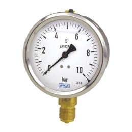1 pcs - WIKA G 3/8 Analogue Pressure Gauge 10bar Bottom Entry, 7075571, UKAS, 0bar min.