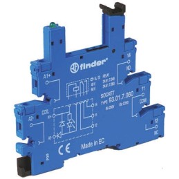 1 pcs - Finder 93 5 Pin 250V ac DIN Rail Relay Socket, for use with 34.51, 34.81