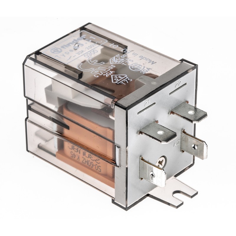 1 pcs - Finder Flange Mount Non-Latching Relay, 230V ac Coil, SPST