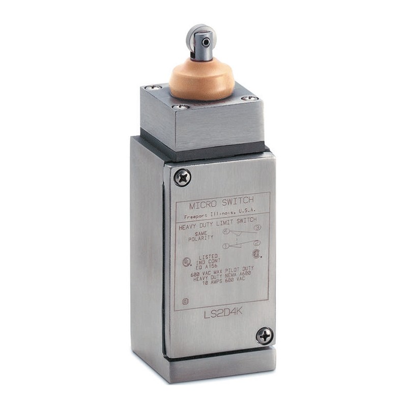 1 pcs - Honeywell HDLS Series Plunger Limit Switch, 2NO/2NC, DPDT, Stainless Steel Housing, 600V ac Max, 10A Max