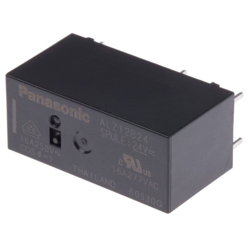 1 pcs - Panasonic PCB Mount Power Relay, 24V dc Coil, 16A Switching Current, SPDT