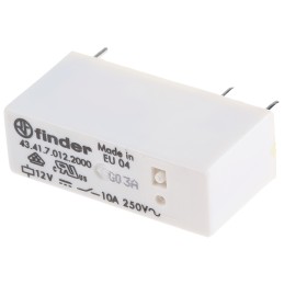 1 pcs - Finder PCB Mount Power Relay, 12V dc Coil, 10A Switching Current, SPDT