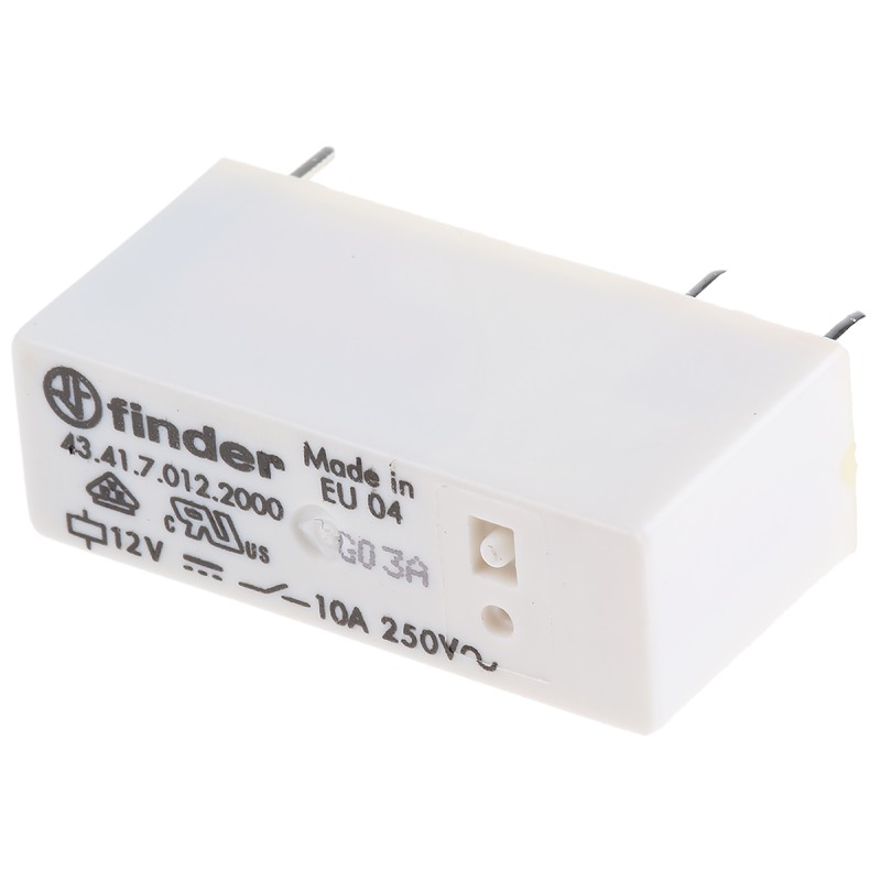 1 pcs - Finder PCB Mount Power Relay, 12V dc Coil, 10A Switching Current, SPDT
