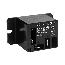 1 pcs - Hongfa Europe GMBH Flange Mount Power Relay, 120V ac Coil, 40A Switching Current, SPST