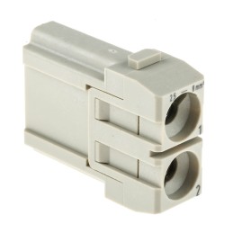1 pcs - Han-Modular Series Male Module, 2 Way, 1 Row, Rated At 40A, 1 kV, Han 40A Axial