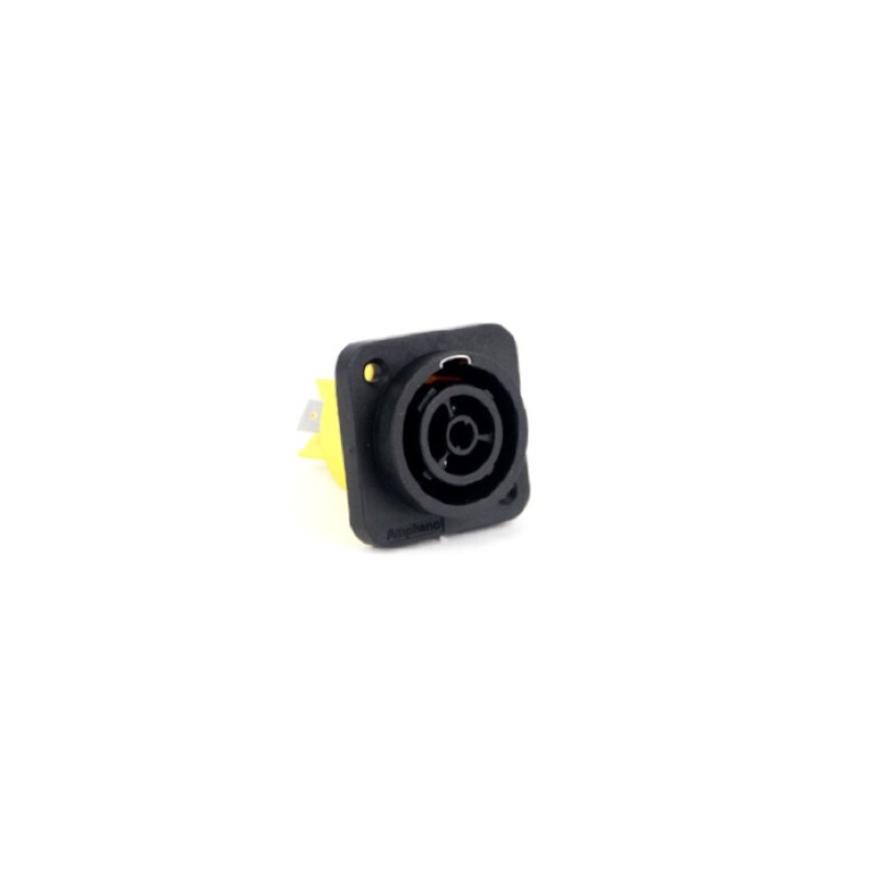 1 pcs - Amphenol Audio, HPT IP65 Black Panel Mount 3P Power Connector Socket, Rated At 16A, 250 V No
