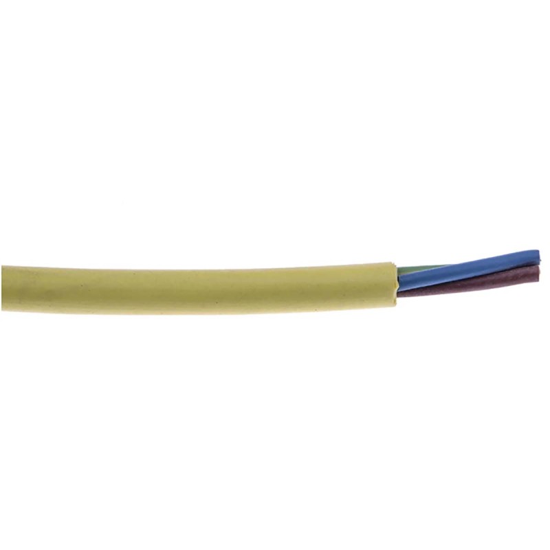 1 pcs - RS PRO 3 Core Power Cable, 1 mm², 600mm, Yellow Thermoplastic Elastomers TPE Sheath, Coiled, 300/500 V