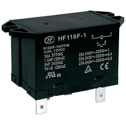 1 pcs - Hongfa Europe GMBH Flange Mount Power Relay, 12V dc Coil, 30A Switching Current, SPST