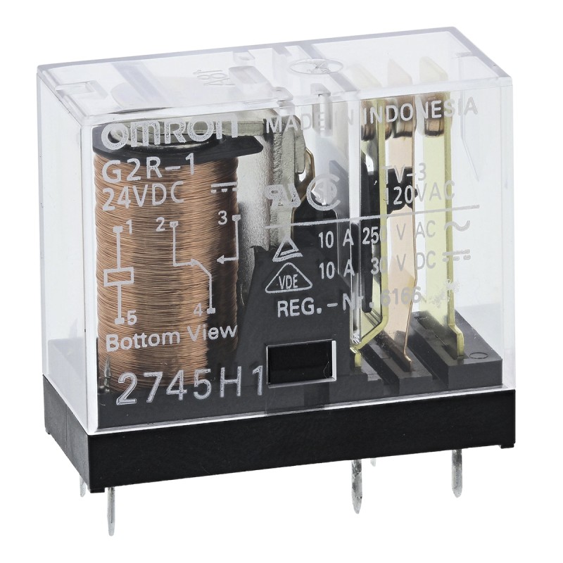1 pcs - Omron PCB Mount Power Relay, 24V dc Coil, 10A Switching Current, SPDT