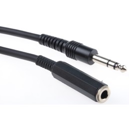 1 pcs - RS PRO Male 6.35mm Stereo Jack to Female 6.35mm Stereo Jack Aux Cable, Black, 3m