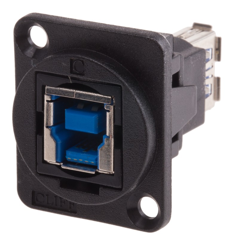 1 pcs - RS PRO Straight, Panel Mount, Socket Type B to A 3.0 USB Connector