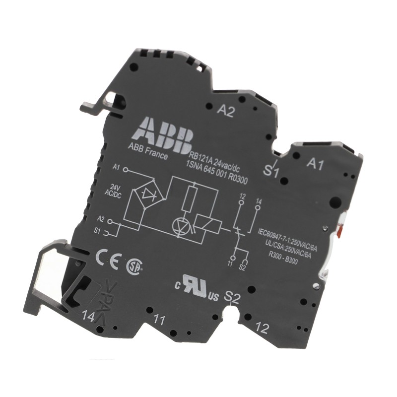 1 pcs - ABB R600 Series Interface Relay, DIN Rail Mount, 24V ac/dc Coil, SPDT, 6A Load