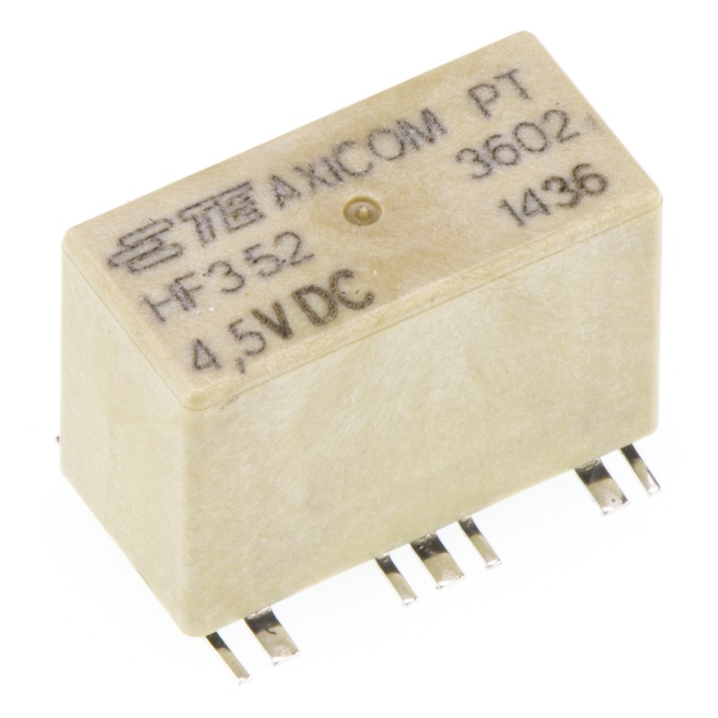 1 pcs - TE Connectivity PCB Mount RF Relay, 4.5V dc Coil, 50Ω Impedance, 3GHz Max. Coil Freq., SPDT