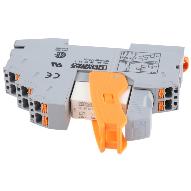 1 pcs - Phoenix Contact RIF-1-RPT-LV-230AC/1X21 Series Interface Relay, DIN Rail Mount, 230V ac Coil, SPDT, 1-Pole, 10A Load