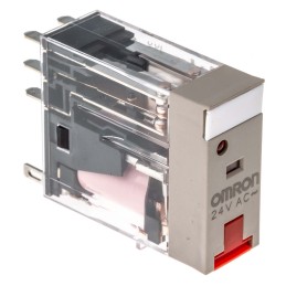 1 pcs - Omron Plug In Power Relay, 24V ac Coil, 5A Switching Current, DPDT