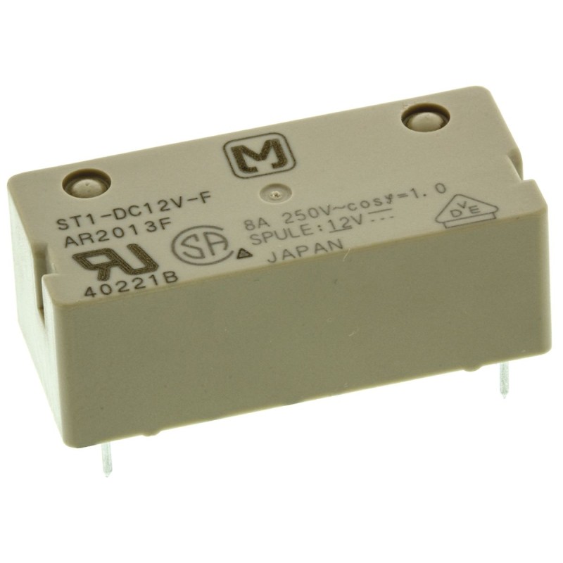 1 pcs - Panasonic DPST Non-Latching Relay PCB Mount, 12V dc Coil, 8 A