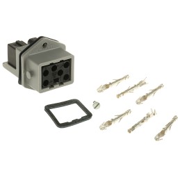 1 pcs - Hirschmann, ST IP54 Grey Panel Mount 5+PE Heavy Duty Power Connector Plug, Socket, Rated At 10A, 250 V, 400 V