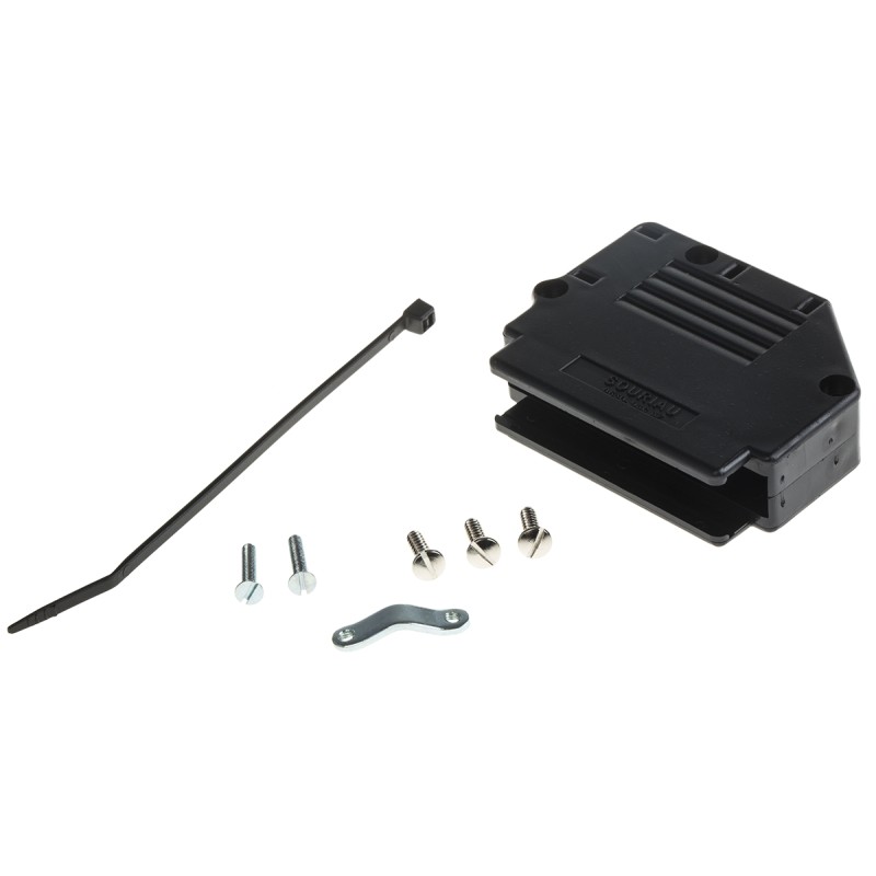 1 pcs - Amphenol ICC 863093C Series Thermoplastic Angled, Straight D Sub Backshell, 37 Way, Strain Relief