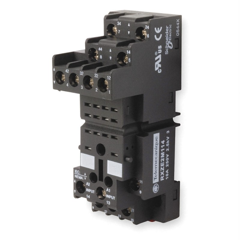1 pcs - Schneider Electric Harmony Relay RXM 14 Pin &lt,250V DIN Rail Relay Socket, for use with RXZ Series Relay Sockets