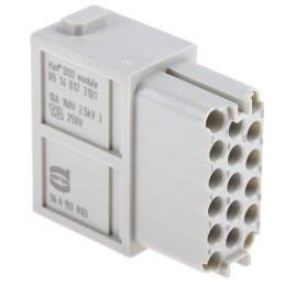 1 pcs - HARTING Heavy Duty Power Connector Module, 10A, Female, Han-Modular Series, 17 Contacts