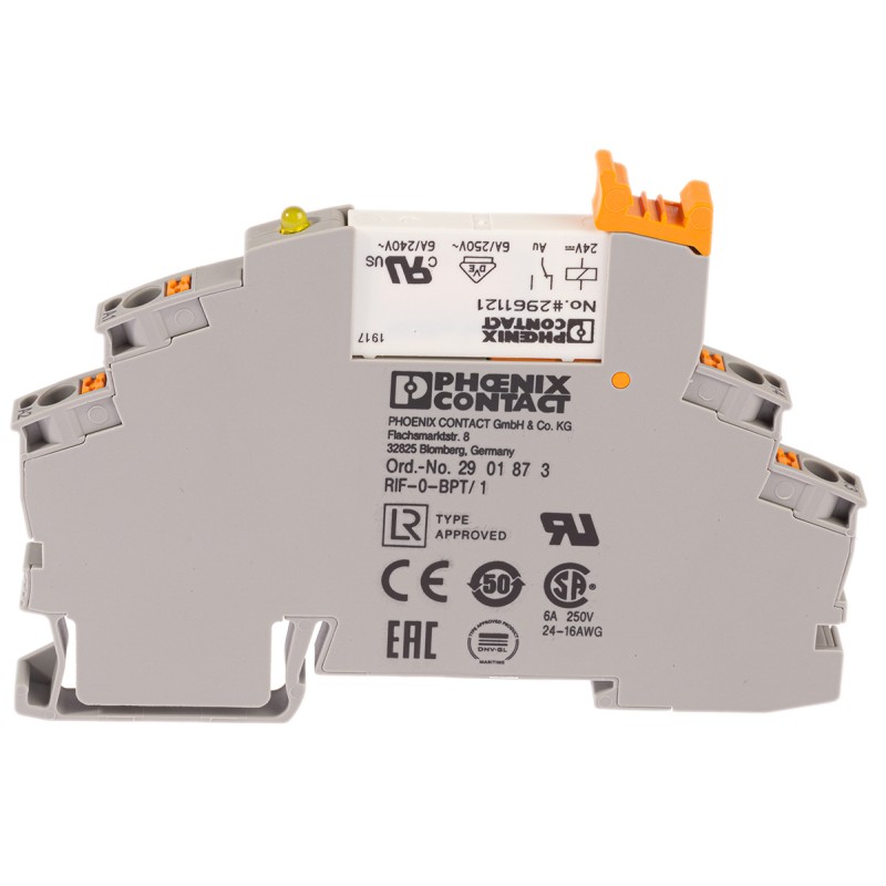 1 pcs - Phoenix Contact RIF-0-RPT-24DC/ 1AU Series Interface Relay, DIN Rail Mount, 24V dc Coil, SPST, 1-Pole