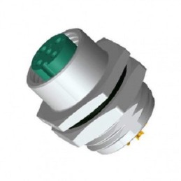 1 pcs - Amphenol Circular Connector, 4 Contacts, Panel Mount, M12 Connector, Socket, Female, IP68, IP69K, M Series