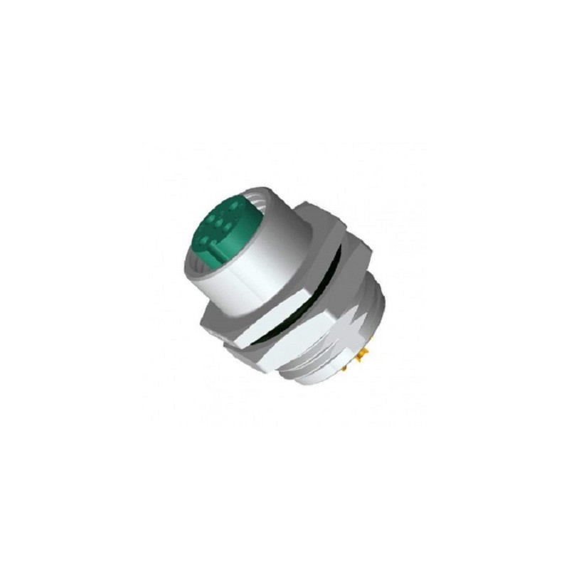 1 pcs - Amphenol Circular Connector, 4 Contacts, Panel Mount, M12 Connector, Socket, Female, IP68, IP69K, M Series