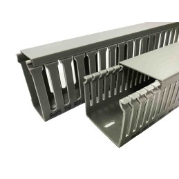 4 pcs - RS PRO Grey Slotted Panel Trunking - Open Slot, W25 mm x D25mm, L1m, PVC