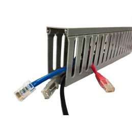 4 pcs - RS PRO Grey Slotted Panel Trunking - Open Slot, W25 mm x D25mm, L1m, PVC